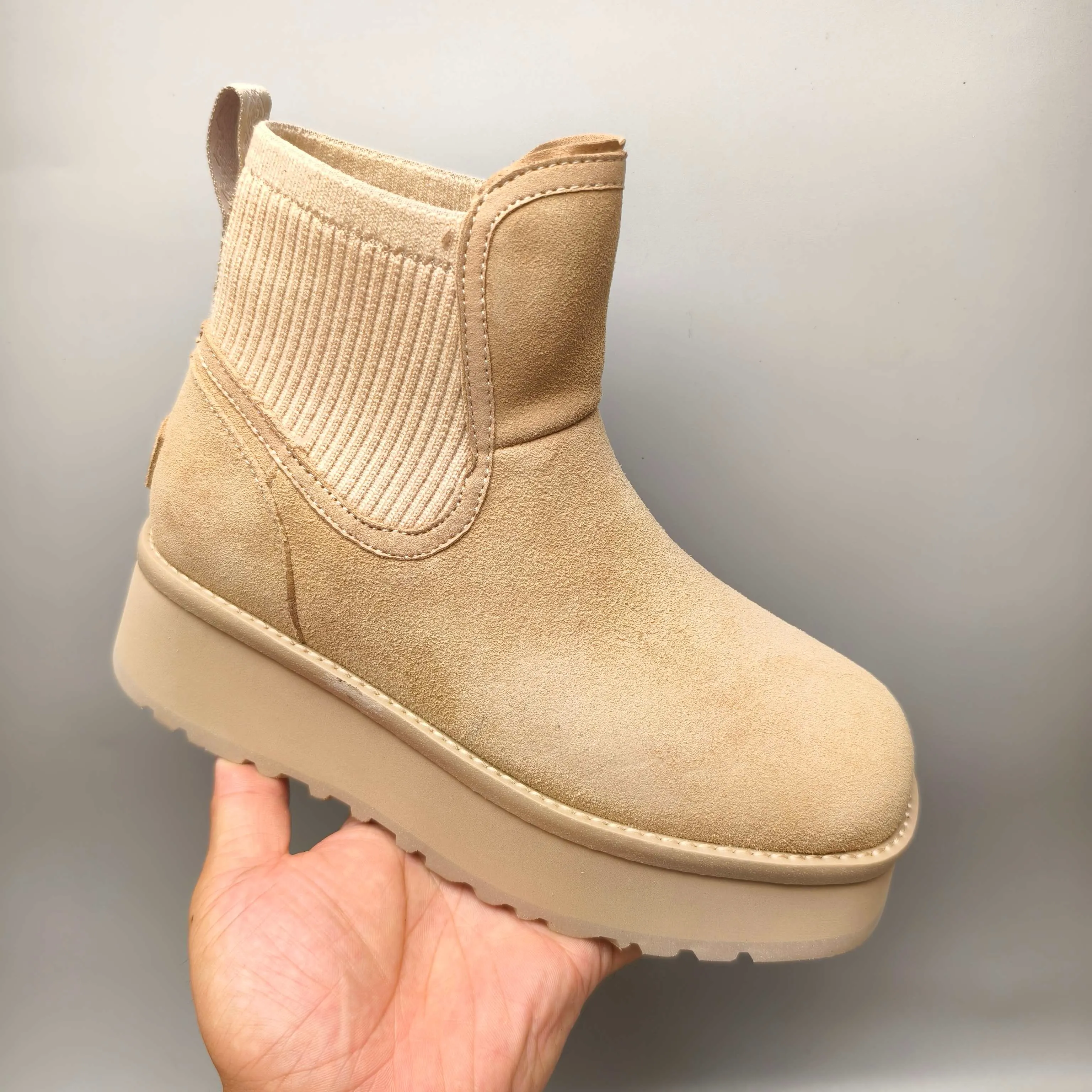 💰600 UGG sheepskin all-in-one snow boots 3258 5 cm thick-soled casual fashion shoes Color: Maroon Sand Size: 35-40